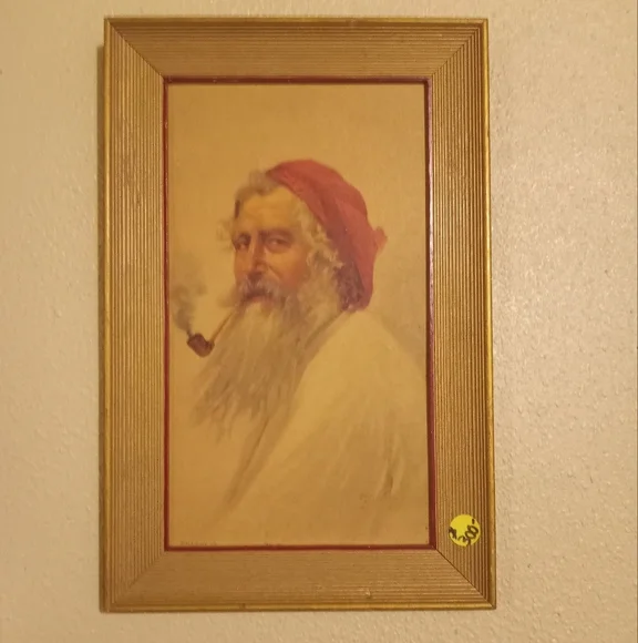 Vintage Gold Framed Wall Art with Red Accents - Picture 1 of 1